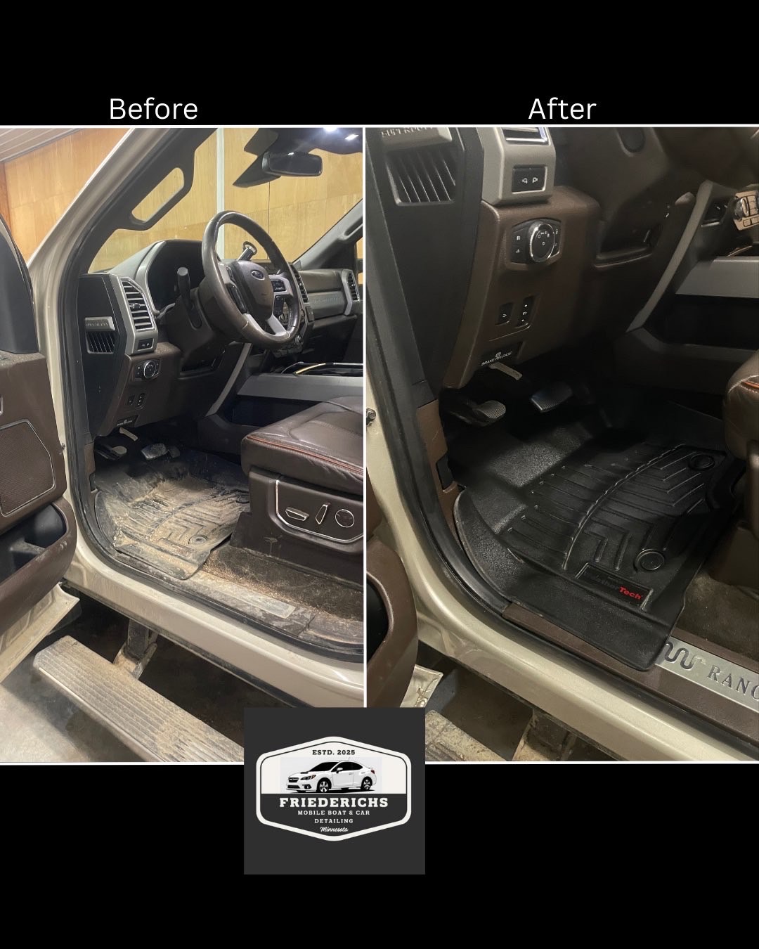 Before and after — interior driver side